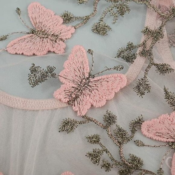 Sexy Lace Up Floral Embroidered Teddy Lingerie Bodysuit Top Mesh Sheer One Piece - Picture 3 of 8